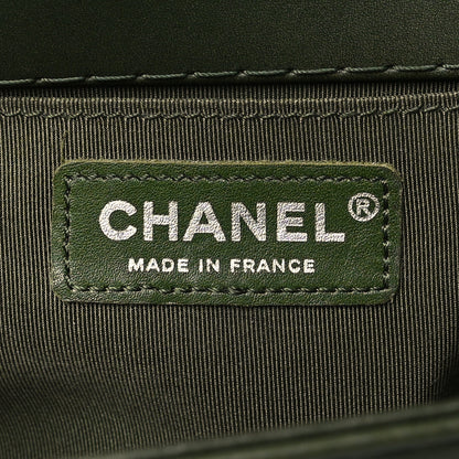 Chanel Calfskin Stitched Medium Boy Flap Dark Green 6 of 10