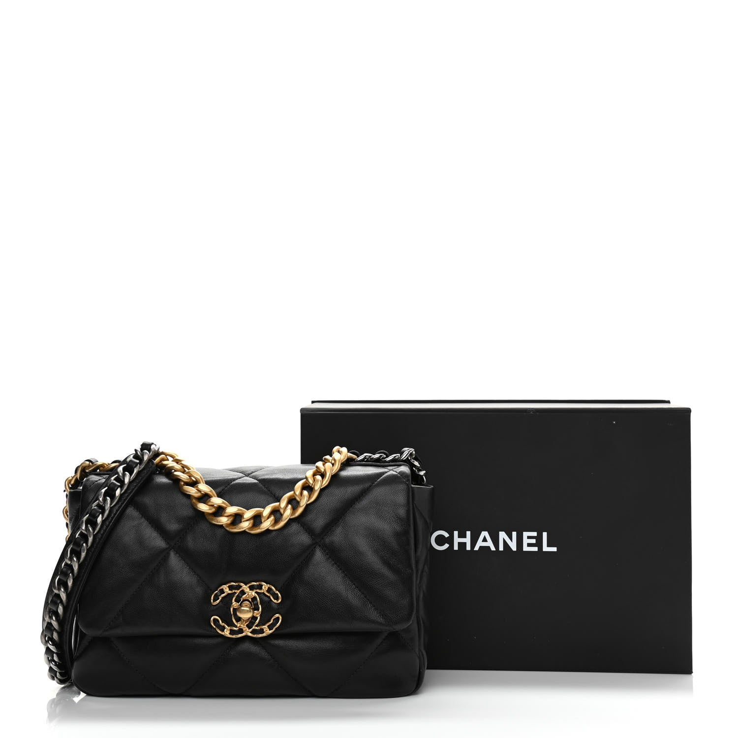 Chanel Goatskin Quilted Medium Chanel 19 Flap Black 11 of 11