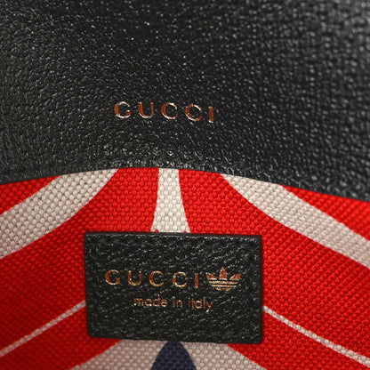 Gucci X ADIDAS Textured Dollar Calfskin Web Small Trefoil Horsebit 1955 Shoulder Bag Black Off White 7 of 11