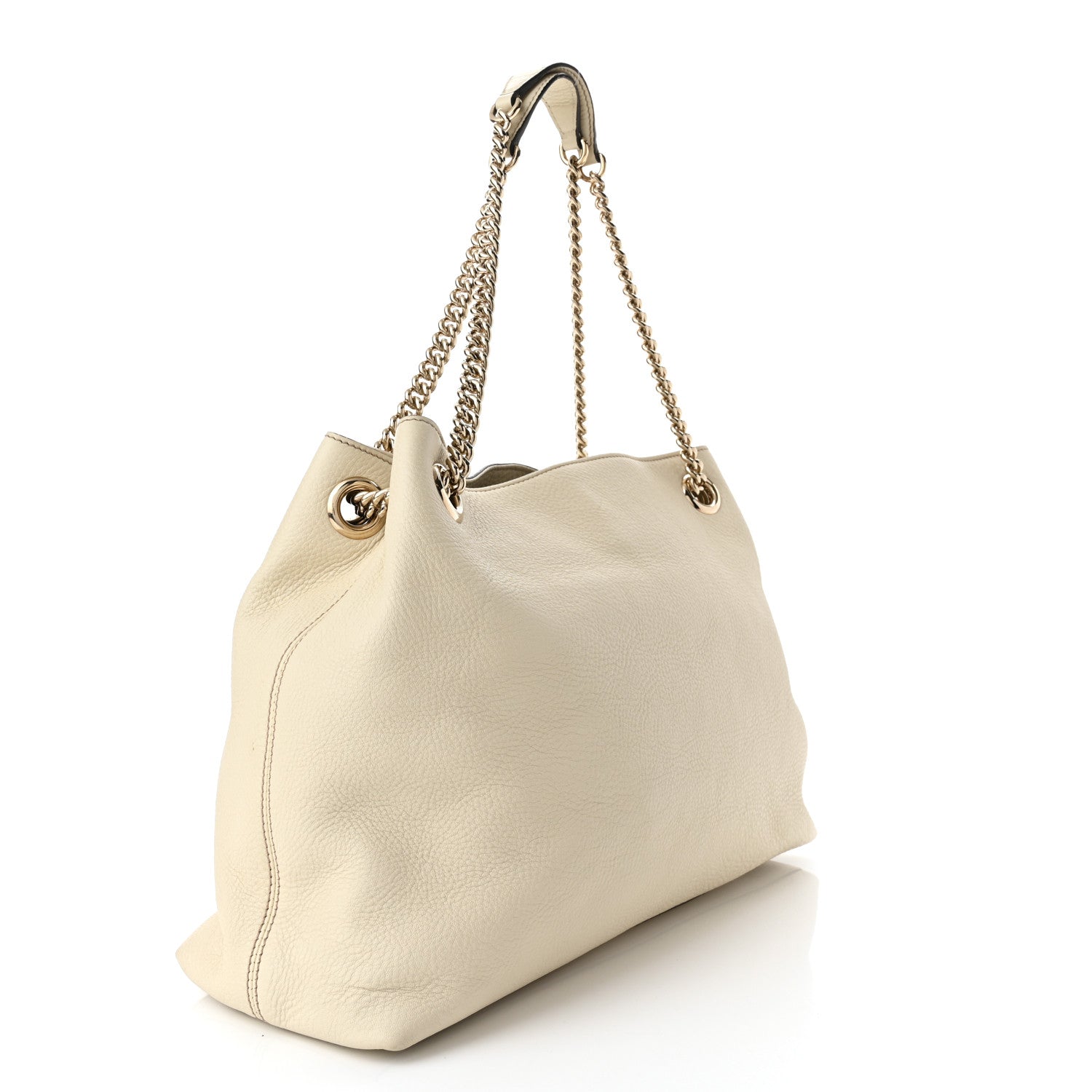 Gucci Pebbled Calfskin Medium Soho Chain Shoulder Bag Off White 2 of 9