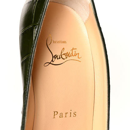 Christian Louboutin Calfskin Crocodile Embossed Kate 100 Pumps 36.5 Forest Night 7 of 7