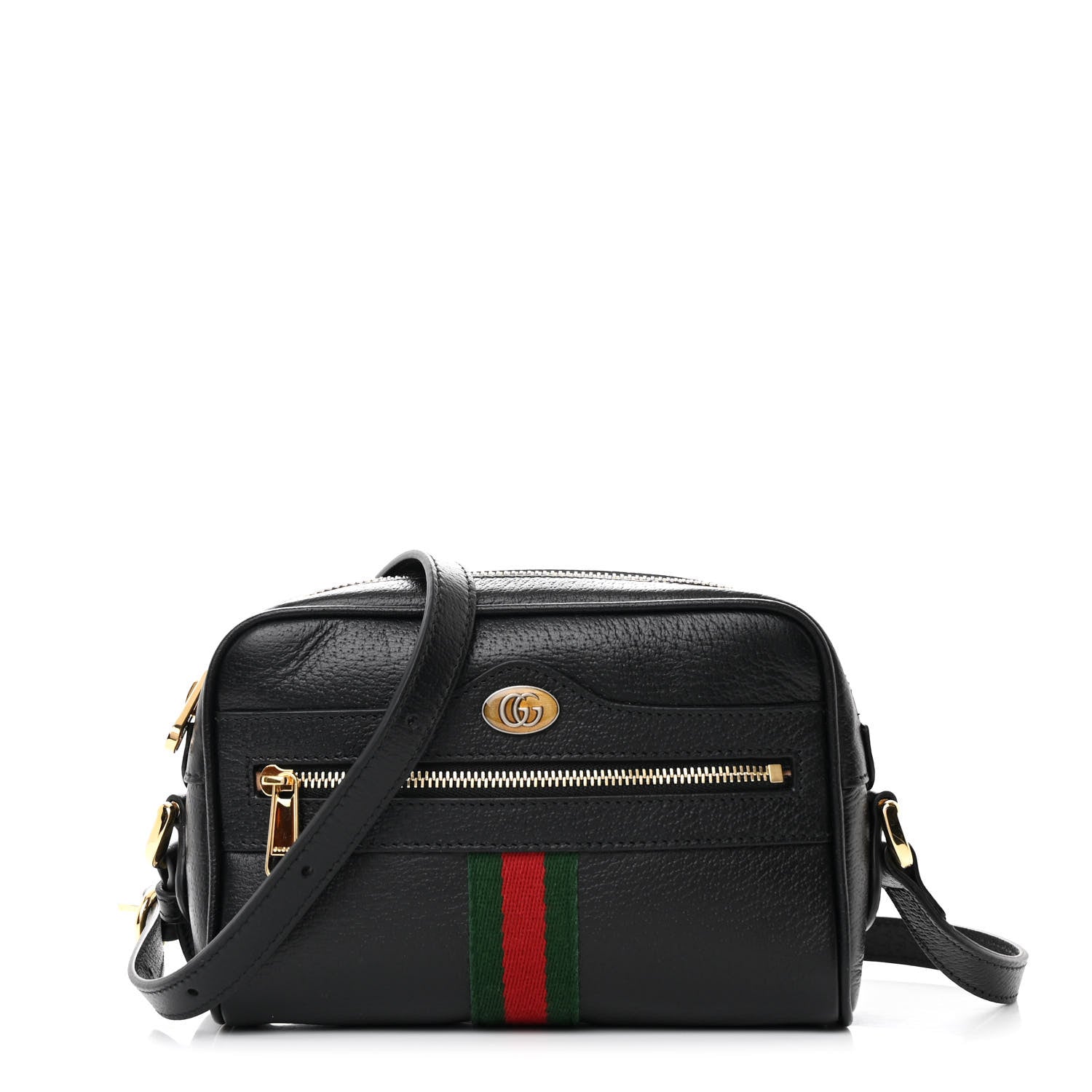 Gucci Calfskin Web Mini Ophidia Shoulder Bag Black 1 of 10
