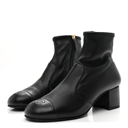 Chanel Stretch Lambskin Cap Toe CC Short Boots 38 Black 4 of 10