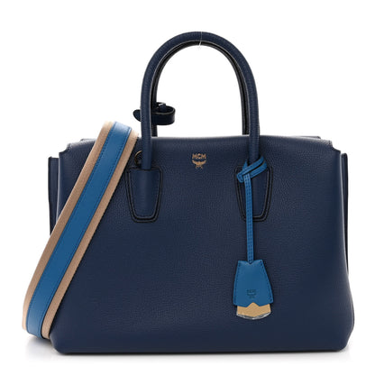 MCM Grained Calfskin Medium Milla Tote Navy 1 of 11