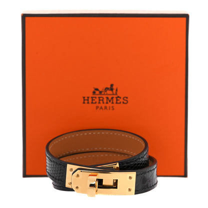Hermes Shiny Alligator Lizard Kelly Double Tour Bracelet T2 Black 8 of 8