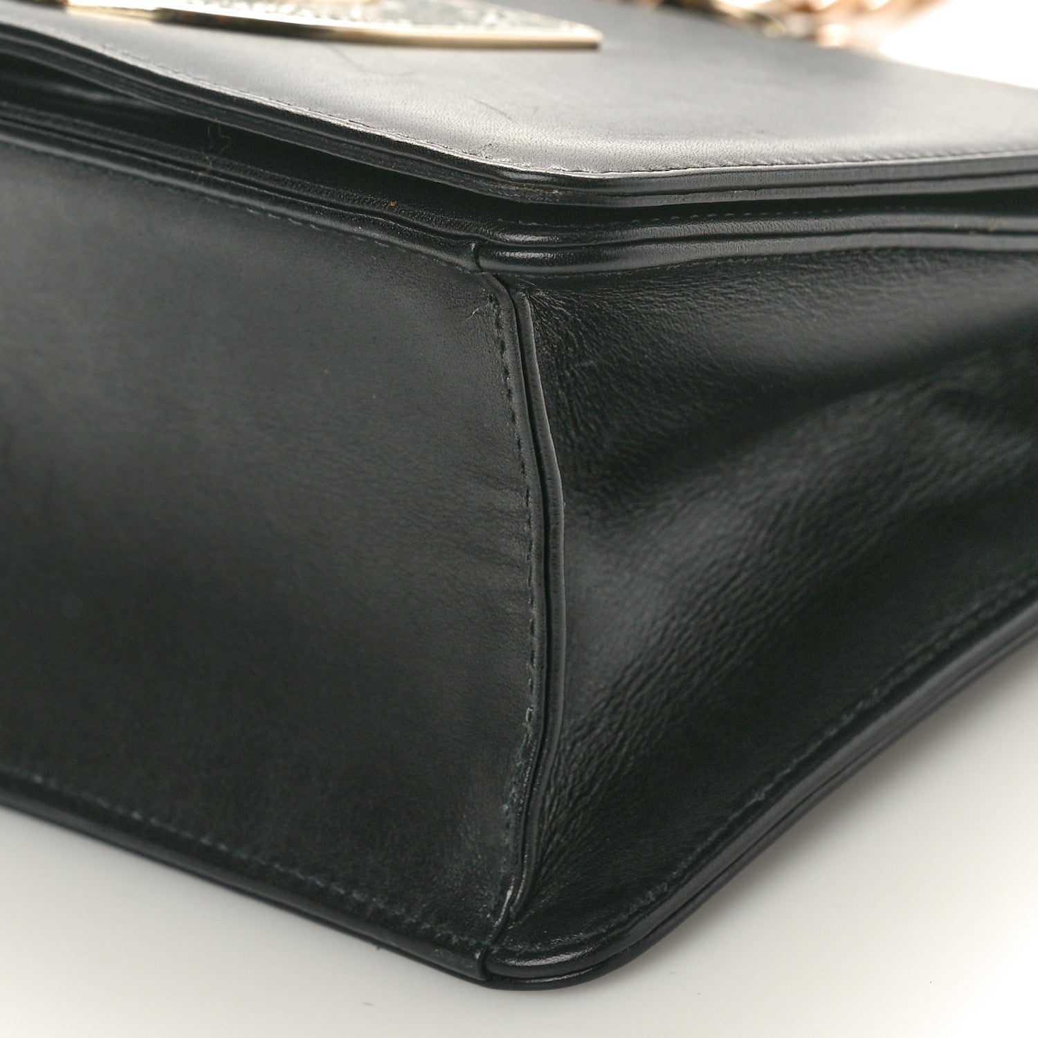 Christian Dior Glossy Calfskin Shagreen Badge Diorama Club Bag Black 9 of 10