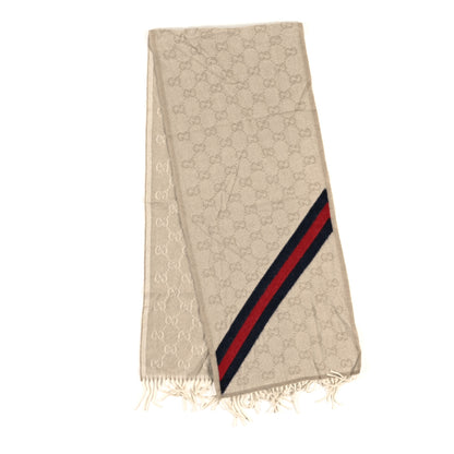 Gucci Wool Alpaca Monogram Web New Nikky Scarf  Sand Blue 2 of 4