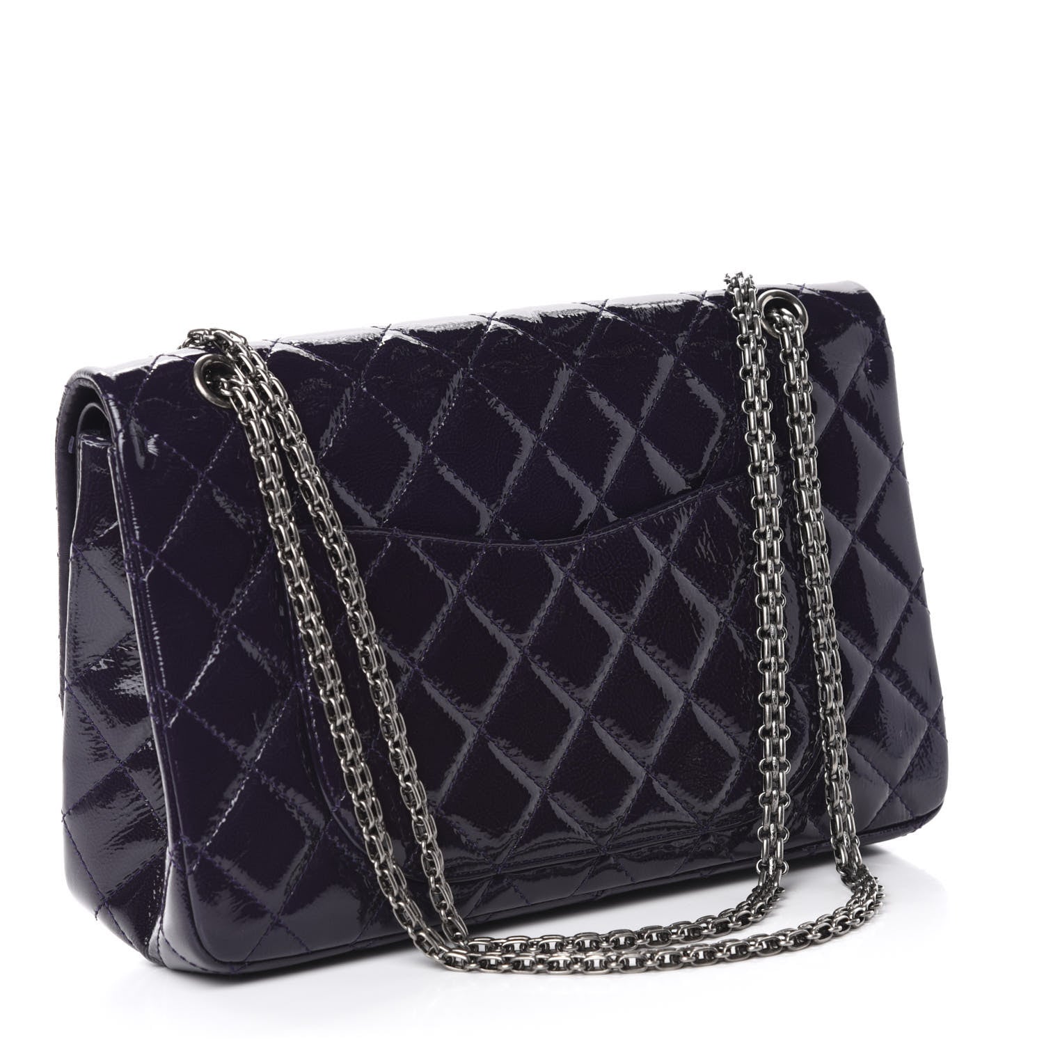 Chanel Distressed Patent Quilted 2.55 Reissue 227 Flap Purple 3 of 14