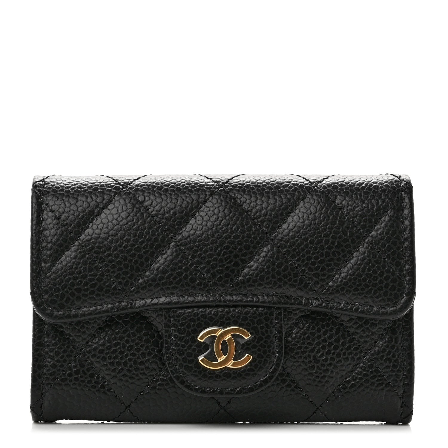Chanel Caviar Quilted Flap Card Holder Wallet Black 1 of 8