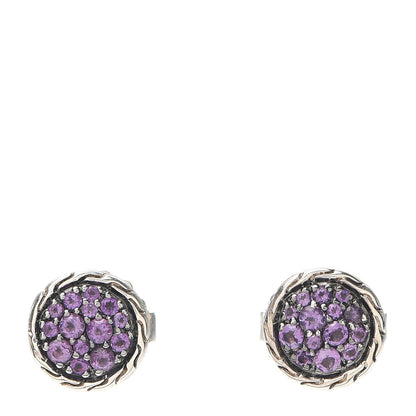 John Hardy Sterling Silver Amethyst Classic Chain Stud Earrings 1 of 4