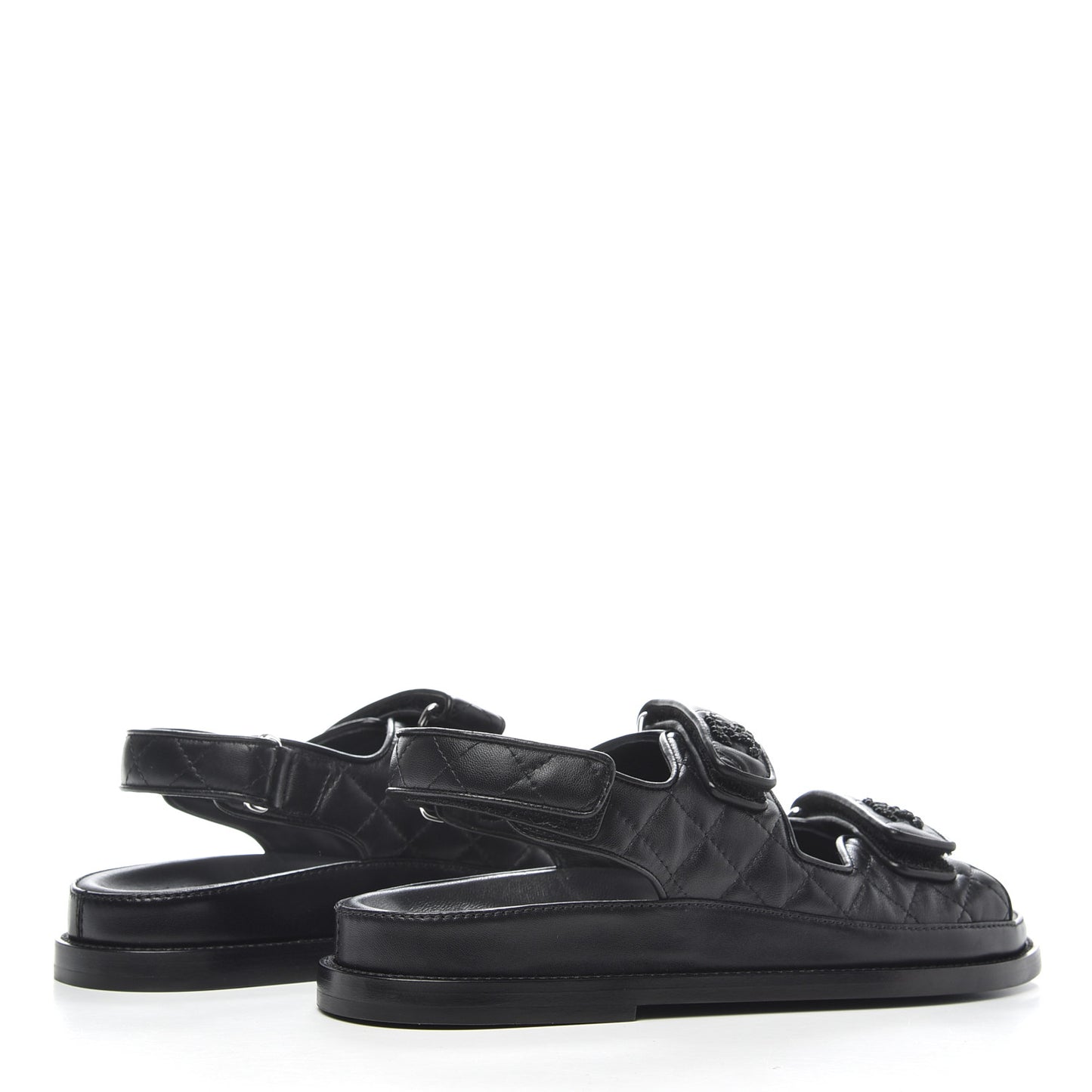 Lambskin Velcro Dad Sandals 37.5 Black