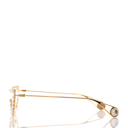 Gucci Metal Crystal Cat Eye Glasses GG0364S Gold 3 of 8