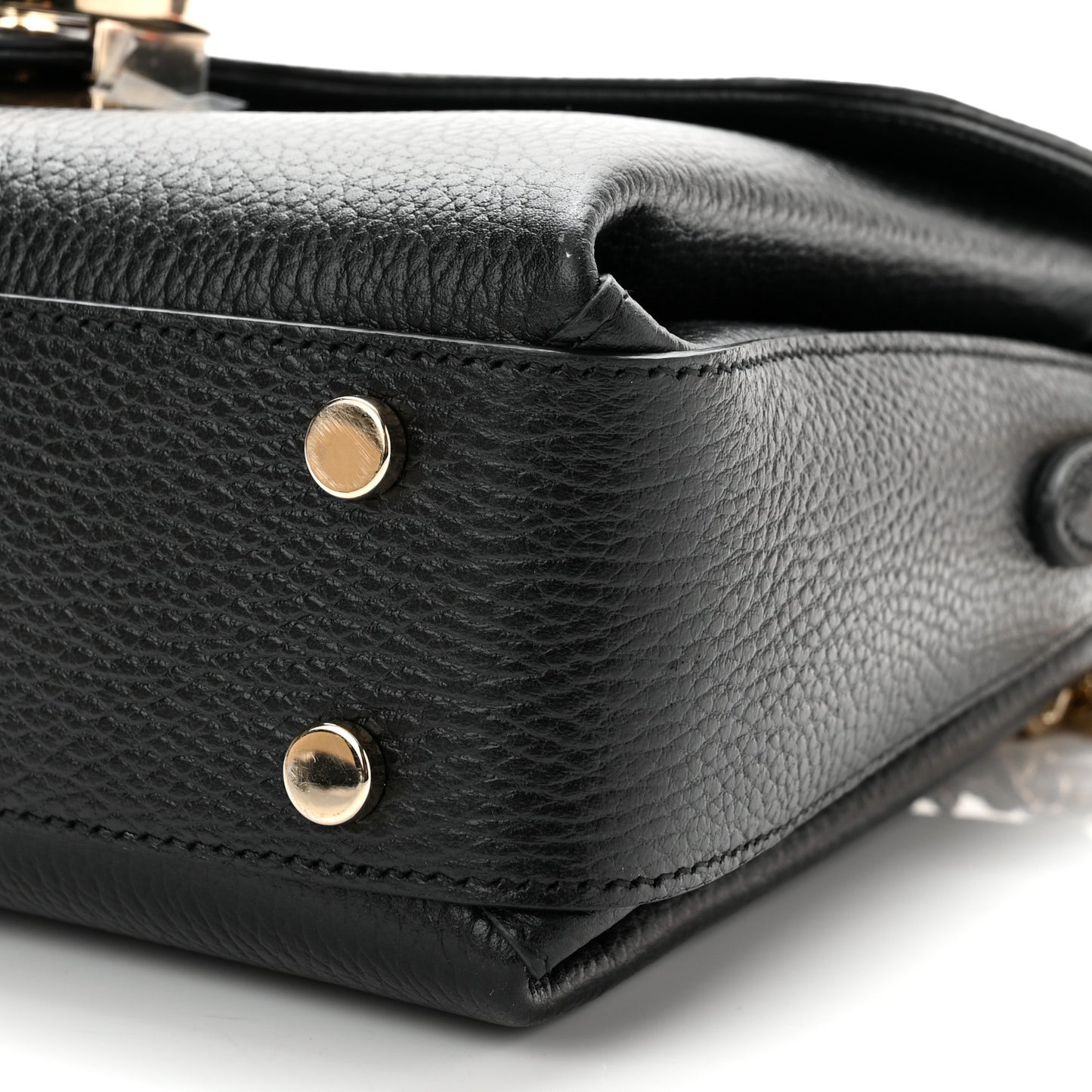 Dollar Calfskin Interlocking G Top Handle Shoulder Bag Black