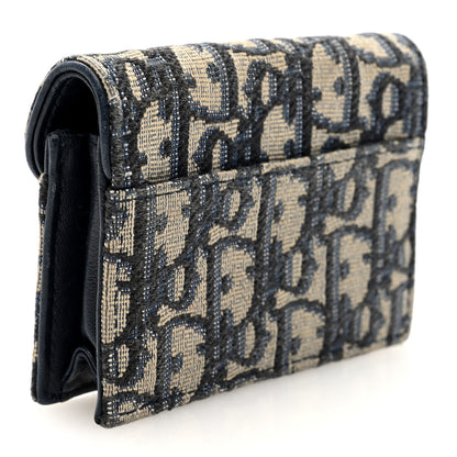 Christian Dior Oblique Saddle Card Holder Blue 3 of 6