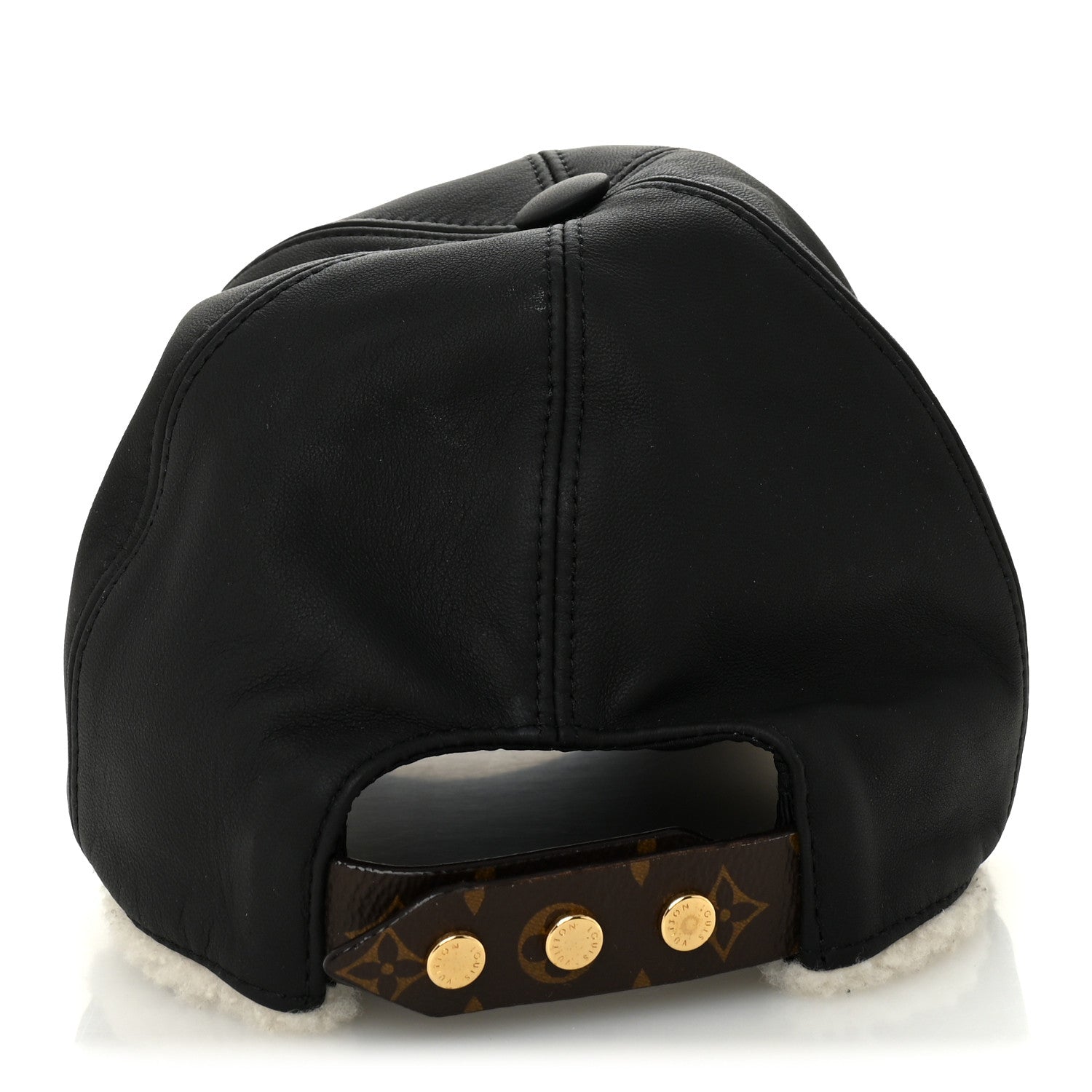 Louis Vuitton Calfskin Shearling Monogram Cap L Black 5 of 8
