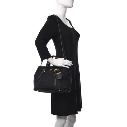 Prada Tessuto Nylon Vitello Daino Tote Black 2 of 12