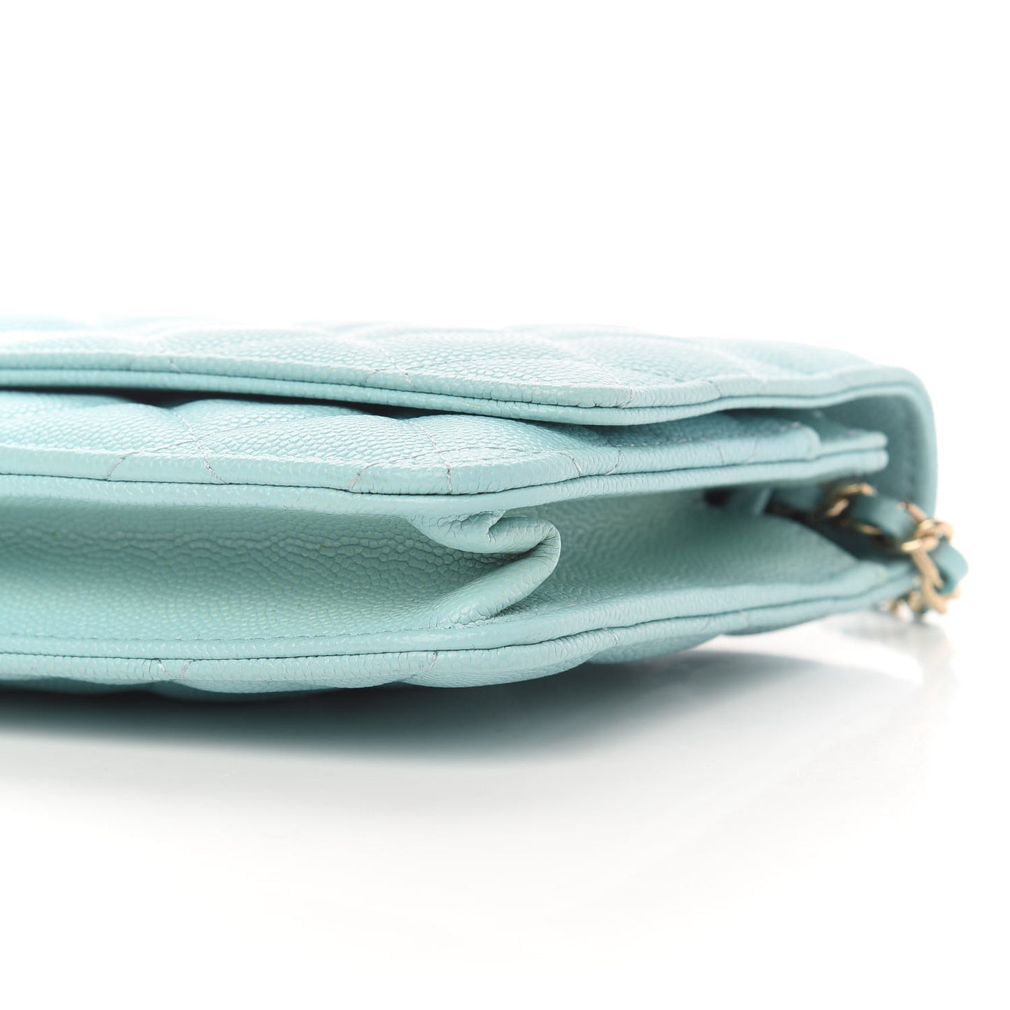 Caviar Quilted Wallet On Chain WOC Light Blue