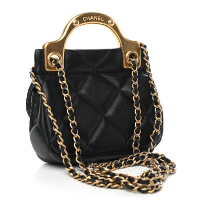 Chanel Calfskin Quilted Lady Handle Clutch With Chain Black 3 of 12