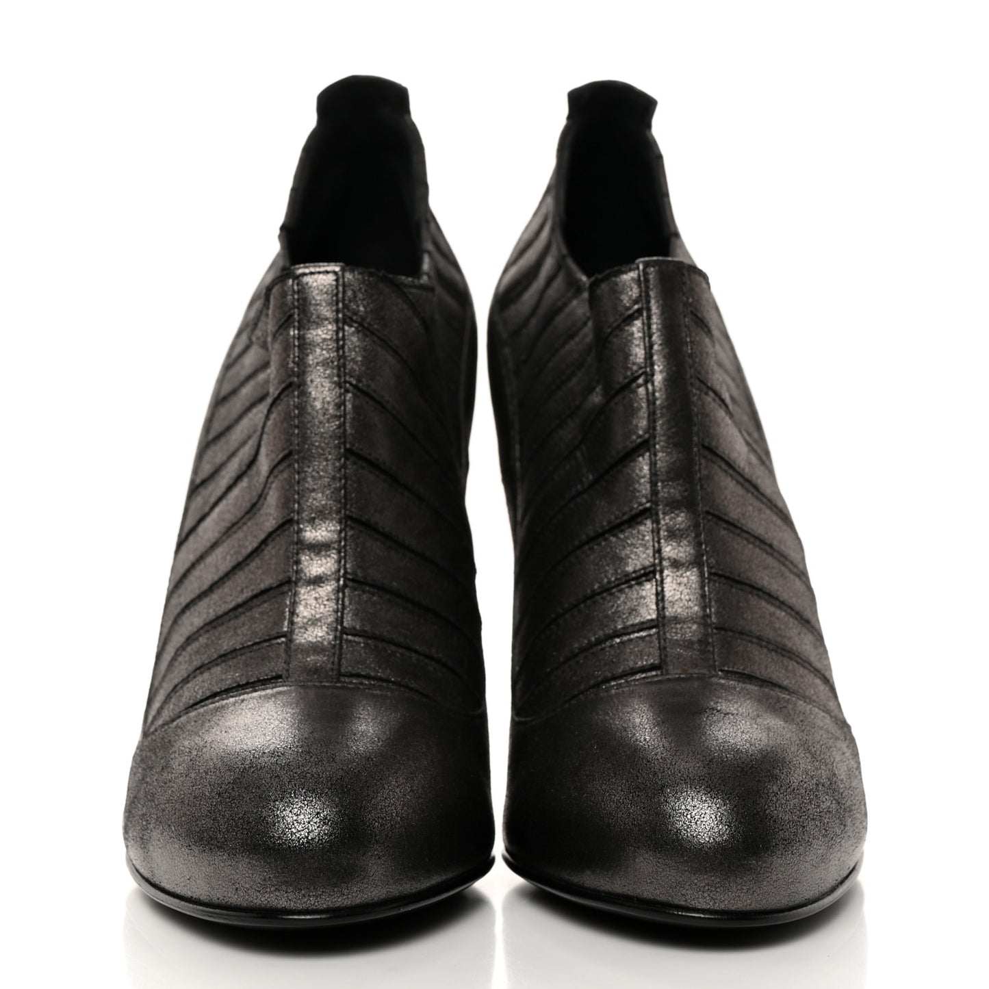 Metallic Ribbed Short Boot Pumps 37.5 Dark Grey