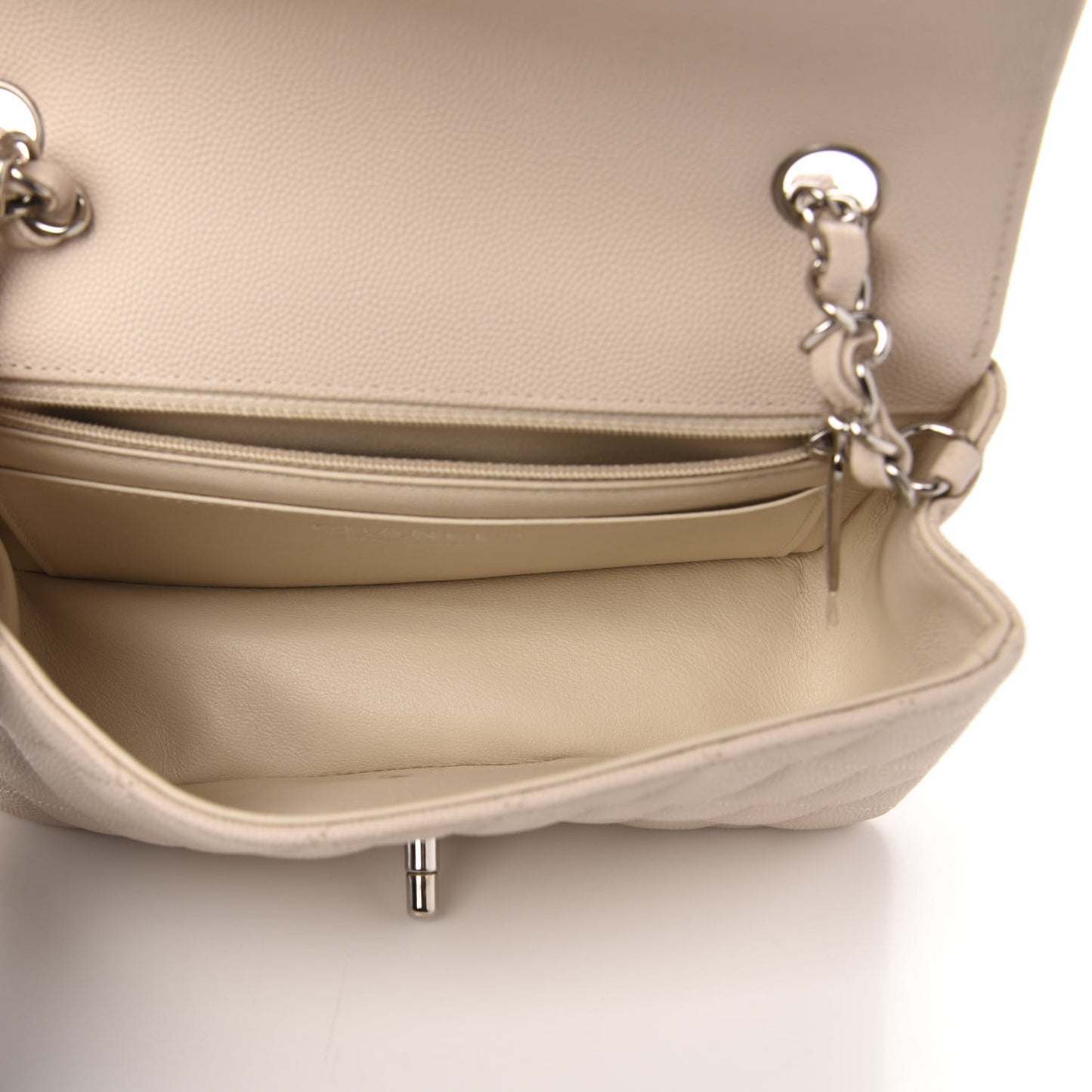 Caviar Quilted Mini Rectangular Flap Light Beige