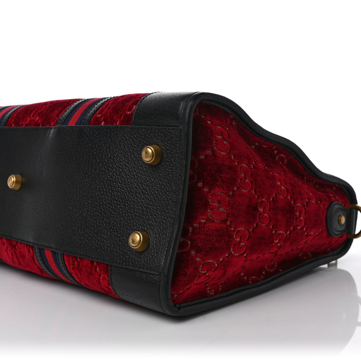 Velvet GG Monogram Textured Calfskin Web Medium Duffle Bag Red Cipria Black