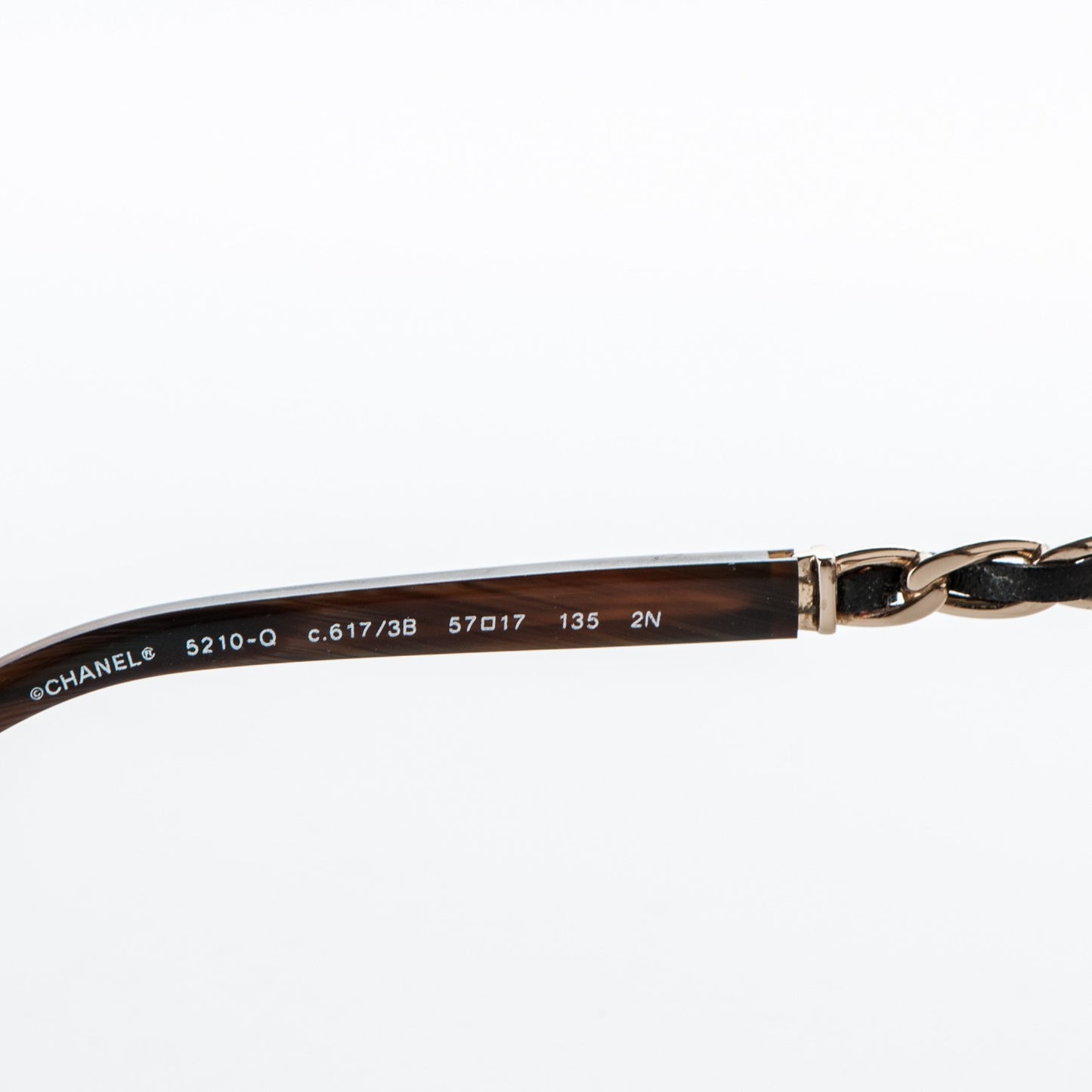 Acetate Metal Lambskin Chain Square Sunglasses 5210-Q Brown