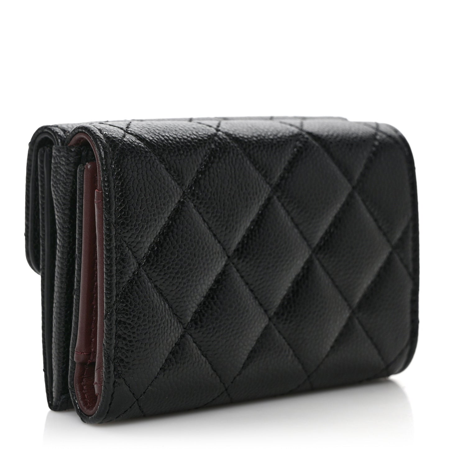 Caviar Quilted Double Flap Wallet Black