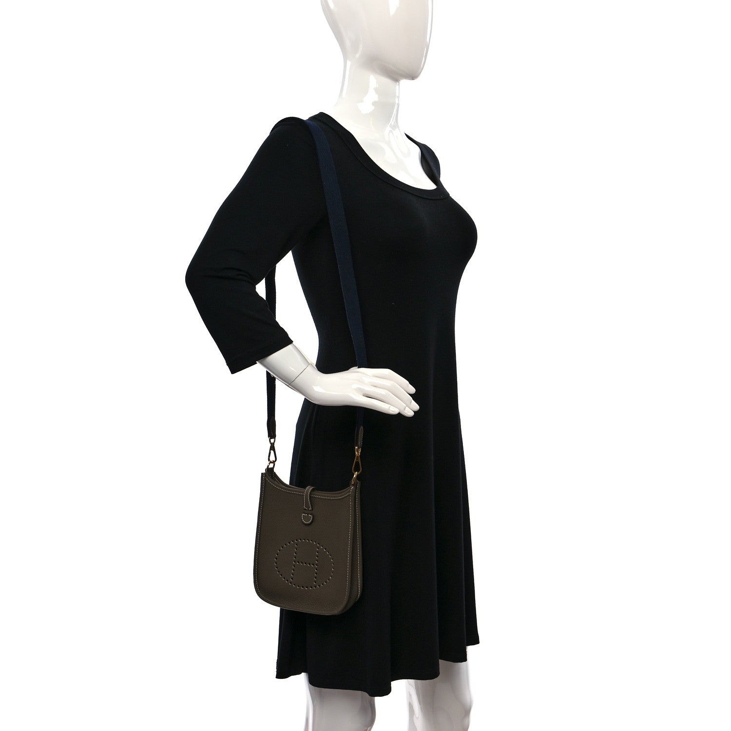 Hermes Taurillon Clemence Amazone Evelyne TPM Etoupe Bleu Indigo 2 of 10