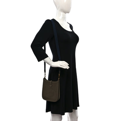 Hermes Taurillon Clemence Amazone Evelyne TPM Etoupe Bleu Indigo 2 of 10