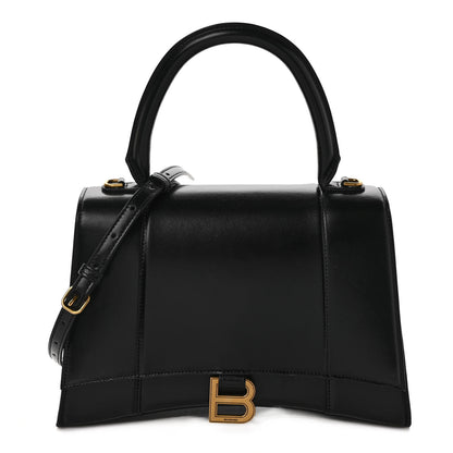 Balenciaga Shiny Box Calfskin Medium Hourglass Top Handle Bag Black 1 of 9