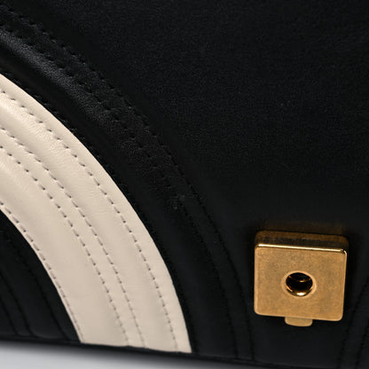 Gucci Calfskin Matelasse Medium GG Marmont Shoulder Bag Black White 18 of 24