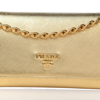 Prada Saffiano Metal Oro Chain Wallet Platino 11 of 11