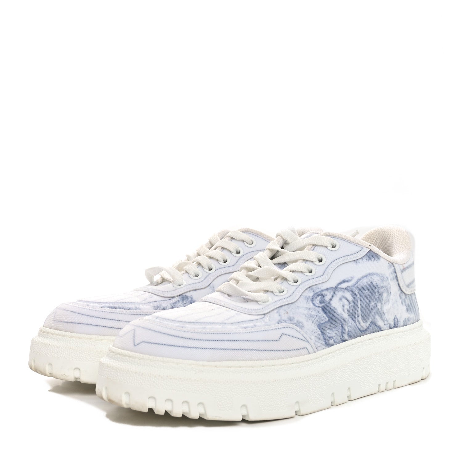 Christian Dior Technical Fabric Dior Addict Toile De Jouy Low Top Sneakers 37 White Blue 4 of 8