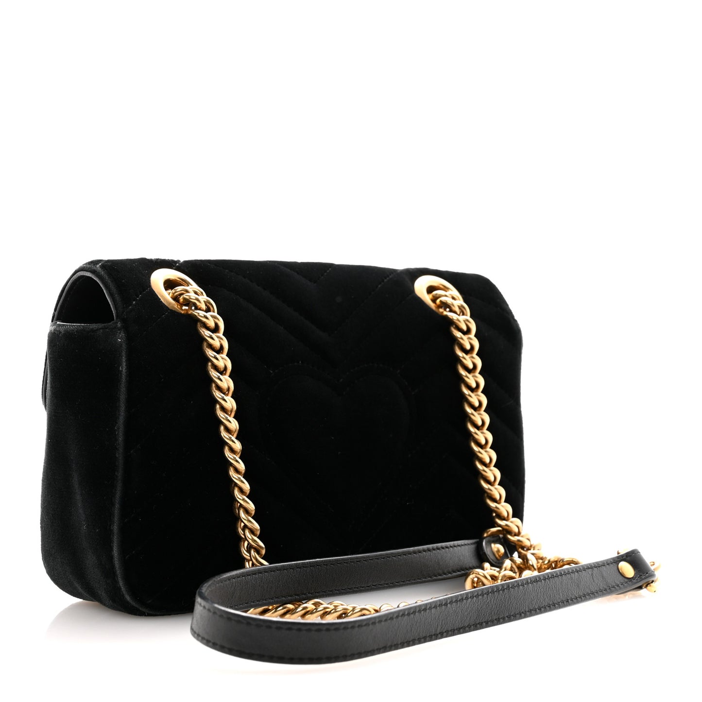 Velvet Matelasse Mini GG Marmont Shoulder Bag Black
