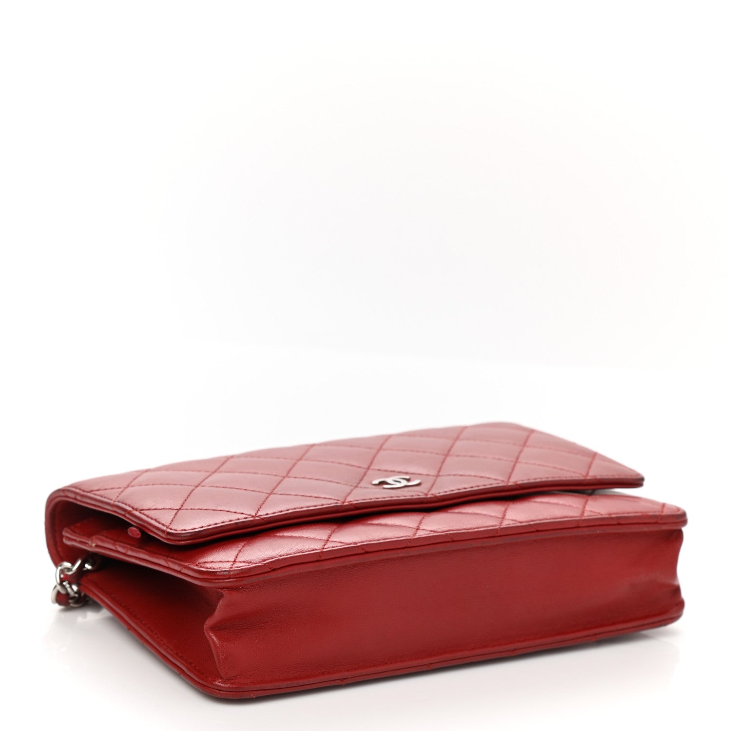 Chanel Lambskin Quilted Wallet On Chain WOC Red 5 of 14