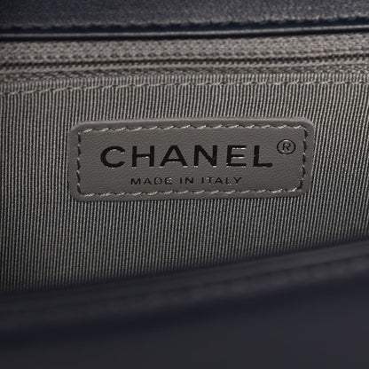 Chanel Calfskin Chevron New Medium Boy Flap Dark Navy Blue 6 of 8