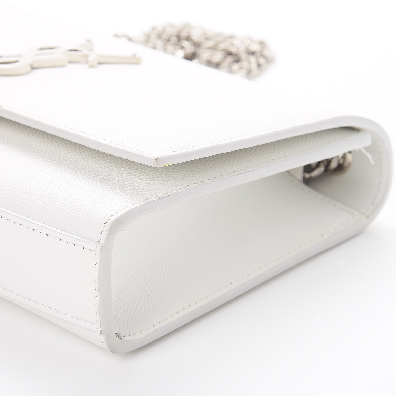 Saint Laurent Grain De Poudre Small Monogram Kate Satchel Optical White 11 of 11