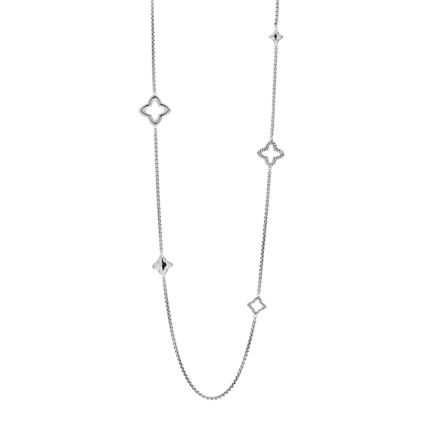 Sterling Silver 25mm Quatrefoil Chain Necklace