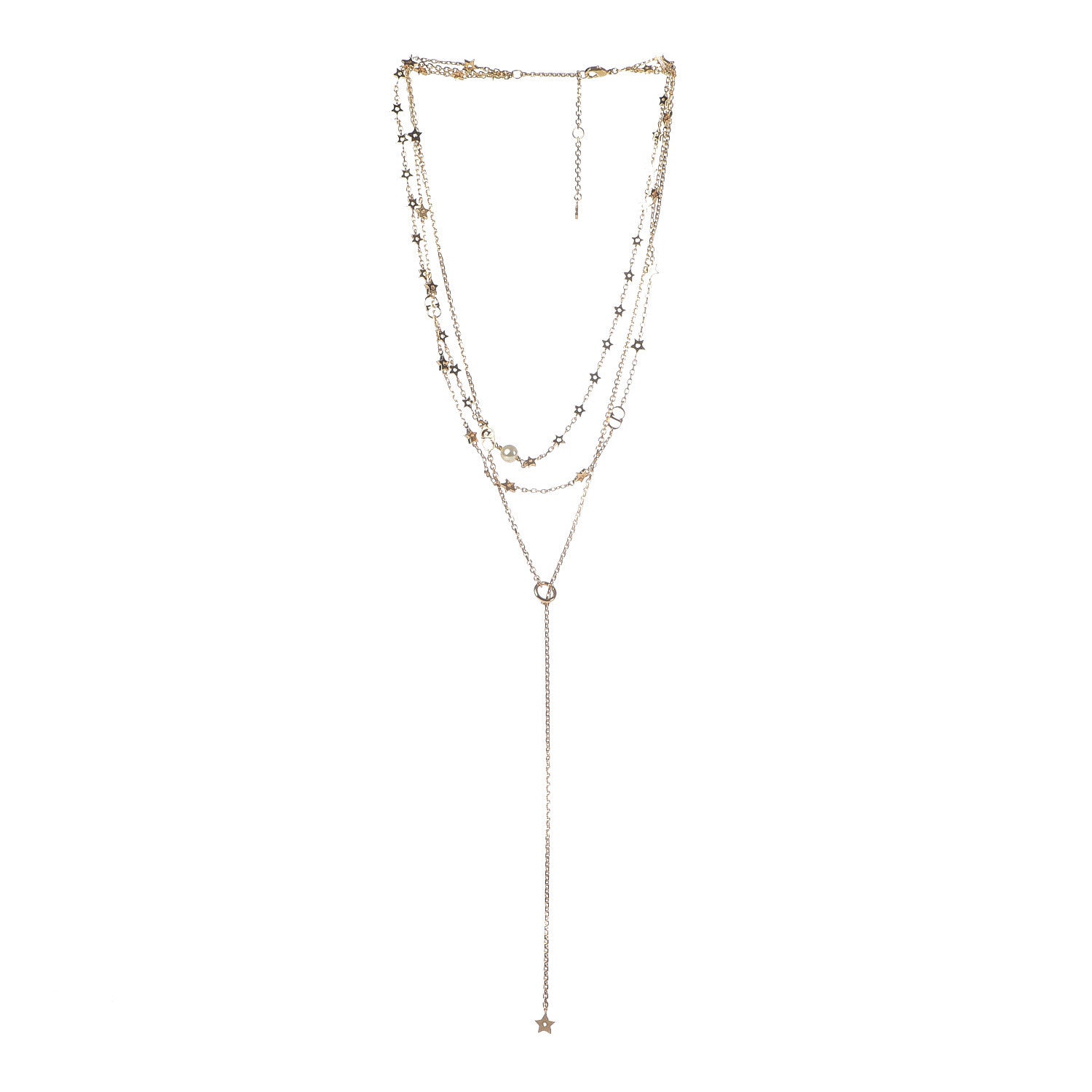 Christian Dior Metal Pearl CD Multi Strand Necklace Gold 3 of 4