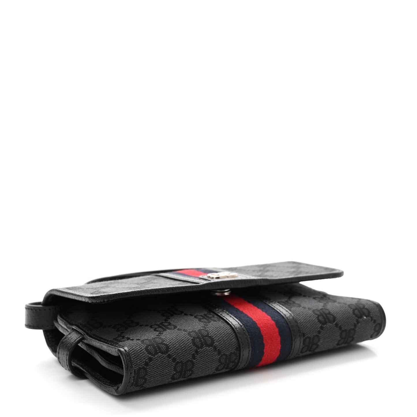 X BALENCIAGA BB Monogram Web Ophidia Crossbody Wallet Black