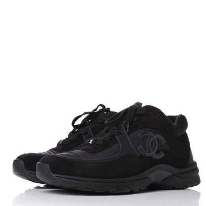 Chanel Nylon Calfskin Suede Calfskin CC Sneakers 38 Black 3 of 11