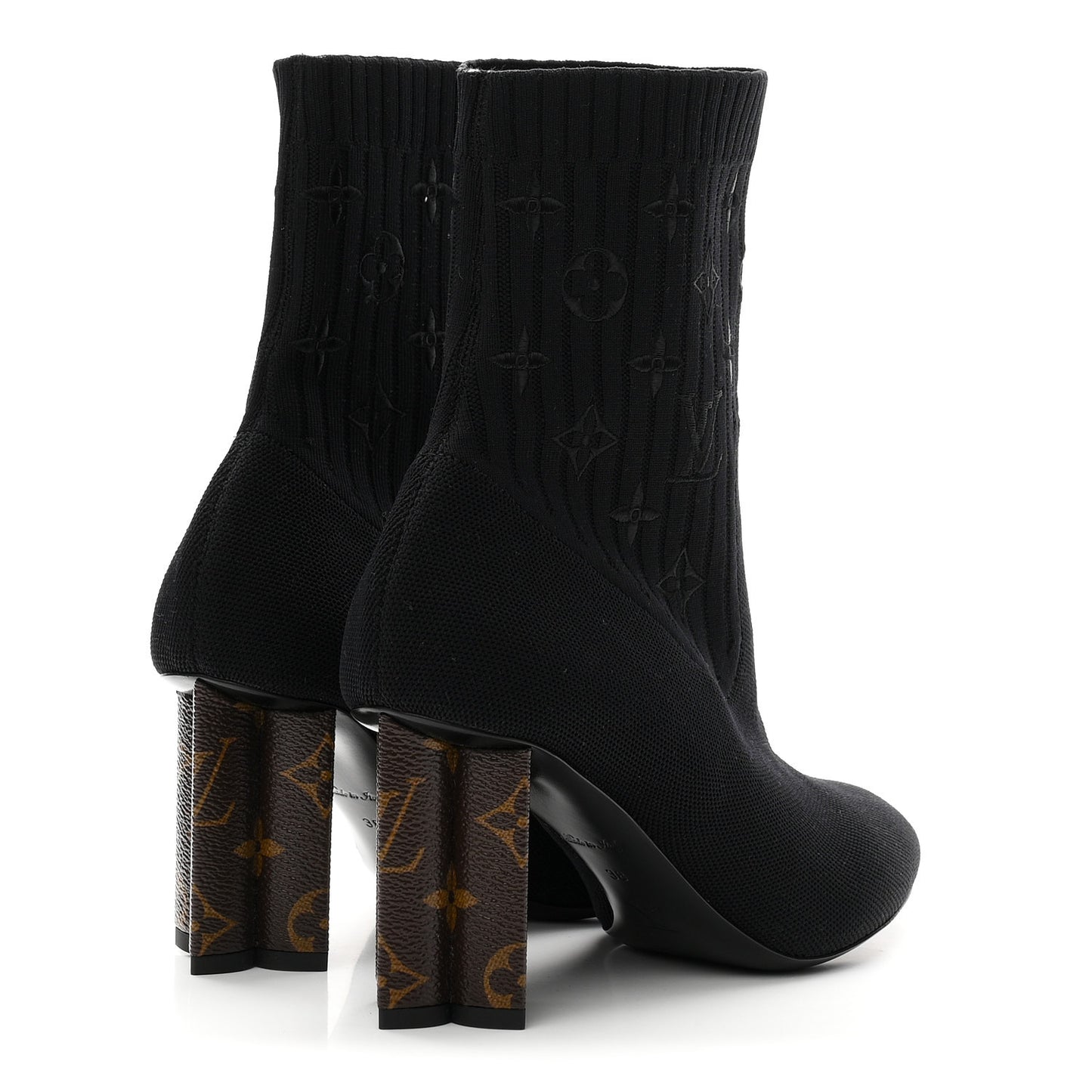 Monogram Stretch Fabric Silhouette Ankle Boots 38 Black