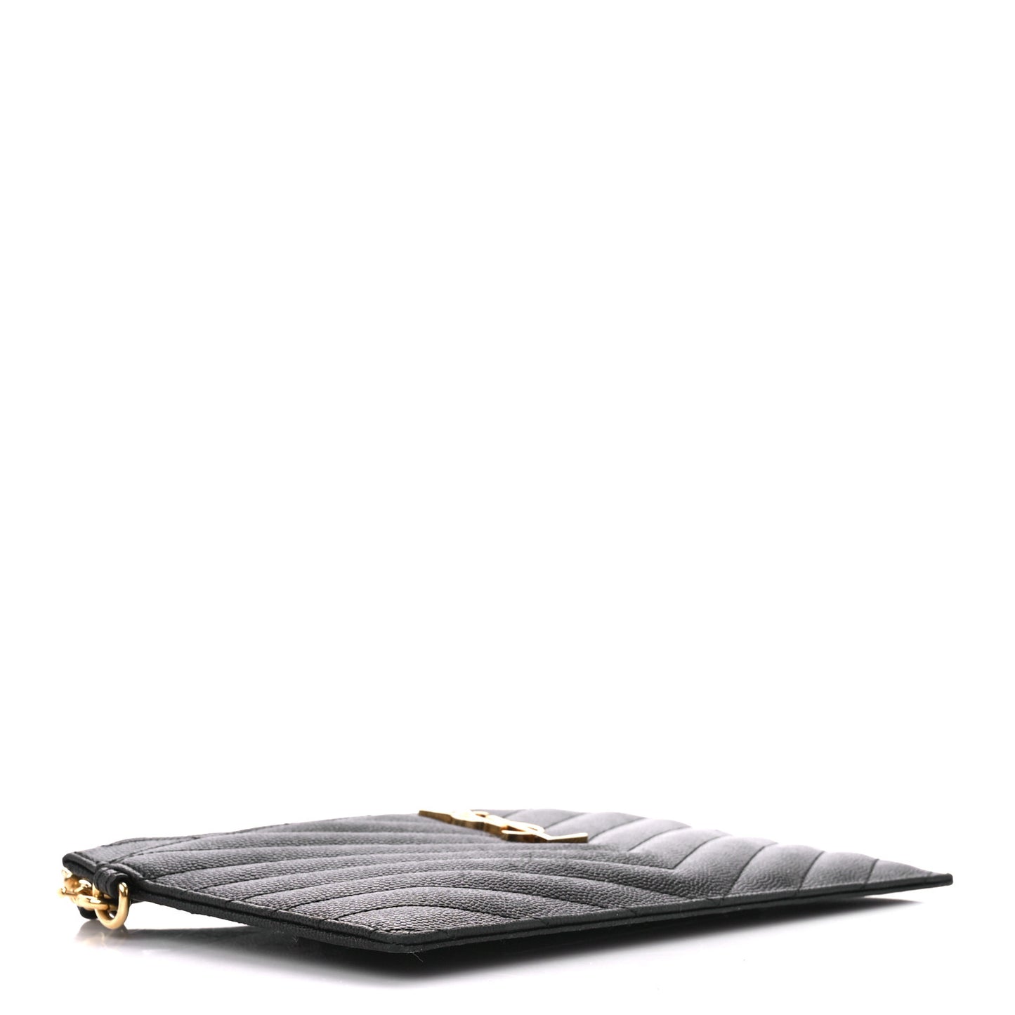 Grain De Poudre Chevron Monogram Large Bill Pouch Black