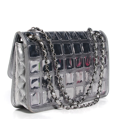 Chanel Vinyl Large Ice Cube Flap Silver 3 of 7