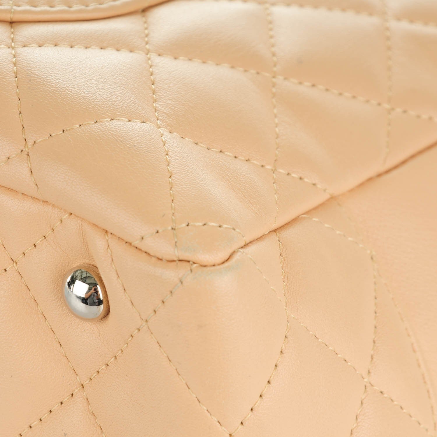 Chanel Calfskin Quilted Large Cambon Bowler Beige Black 8 of 12
