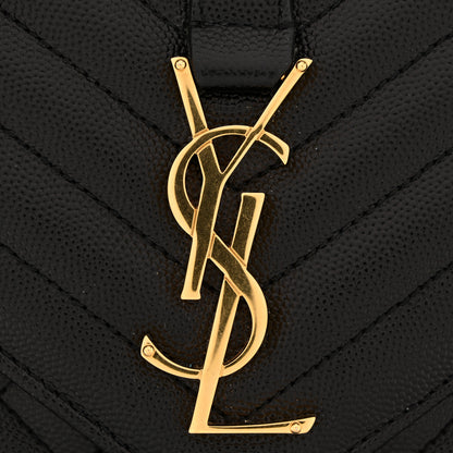 Saint Laurent Grain De Poudre Textured Mixed Matelasse Triquilt Medium Monogram Satchel Black 11 of 11