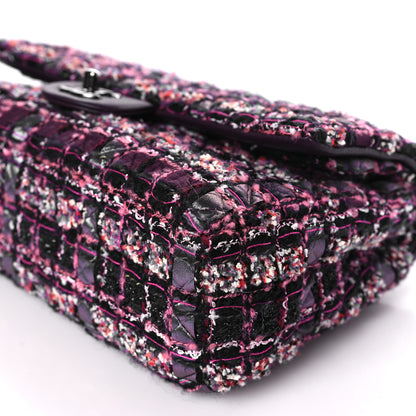 Chanel Tweed Quilted Medium Double Flap Dark Purple 8 of 8