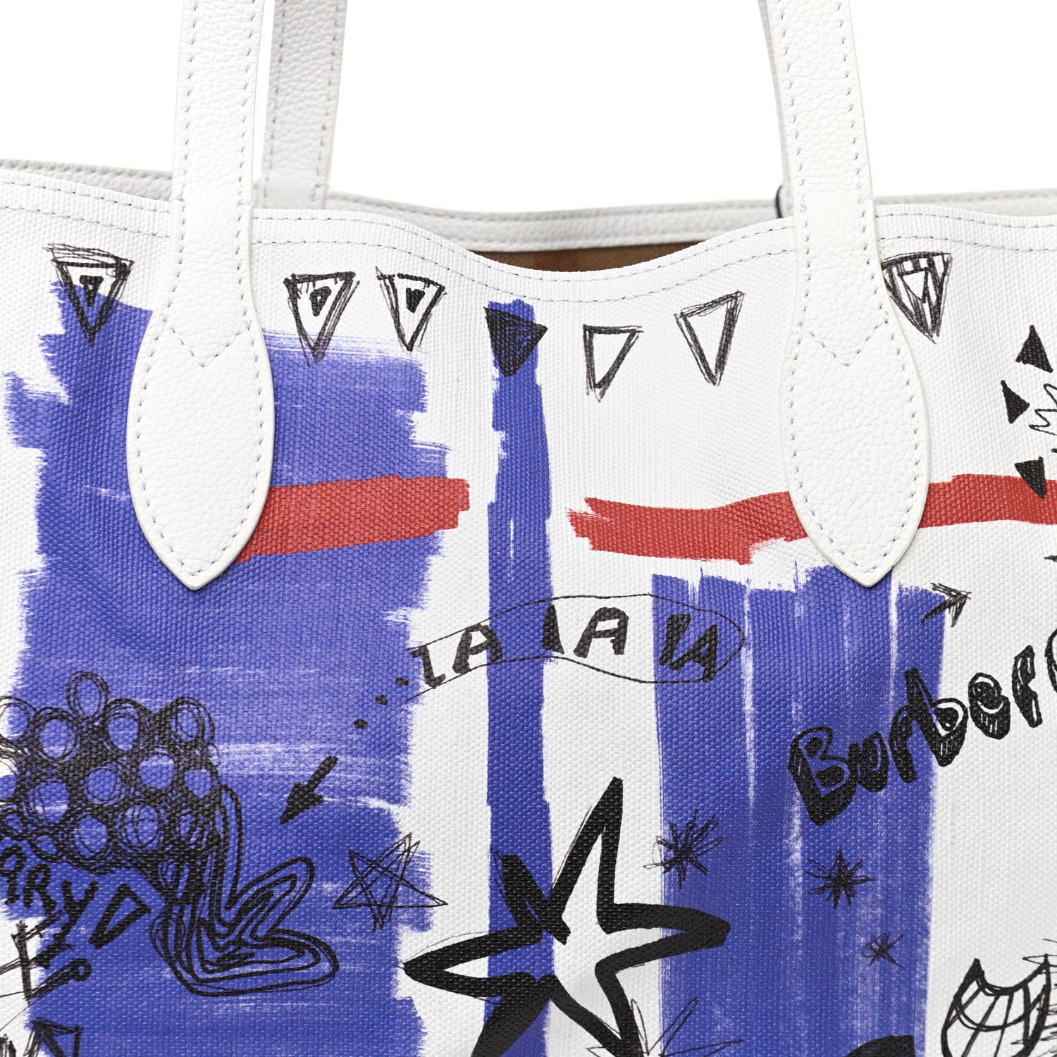 Burberry Canvas House Check Union Jack Sketchbook Reversible Doodle Tote Red White Blue 12 of 17