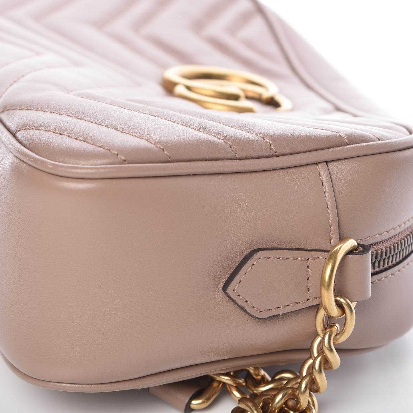 Calfskin Matelasse Small GG Marmont Chain Shoulder Bag Taupe