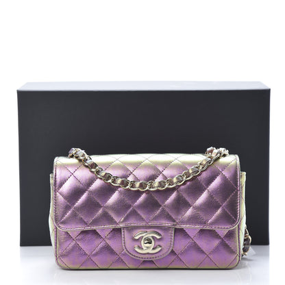 Chanel Iridescent Lambskin Quilted Mini Rectangular Flap Purple 11 of 11